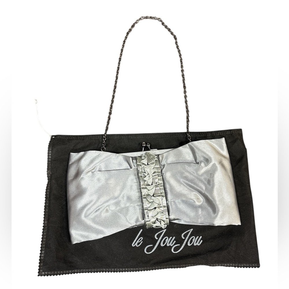 Jou Jou Black and Silver Clutch with Chain Strap